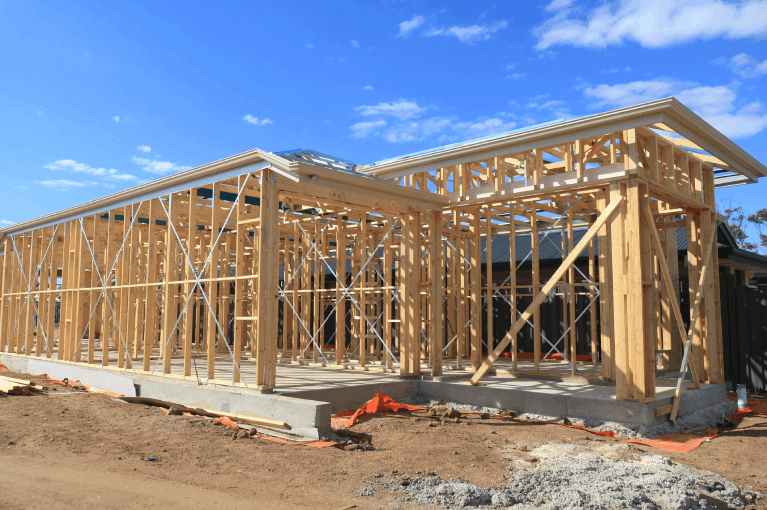 House frame being built